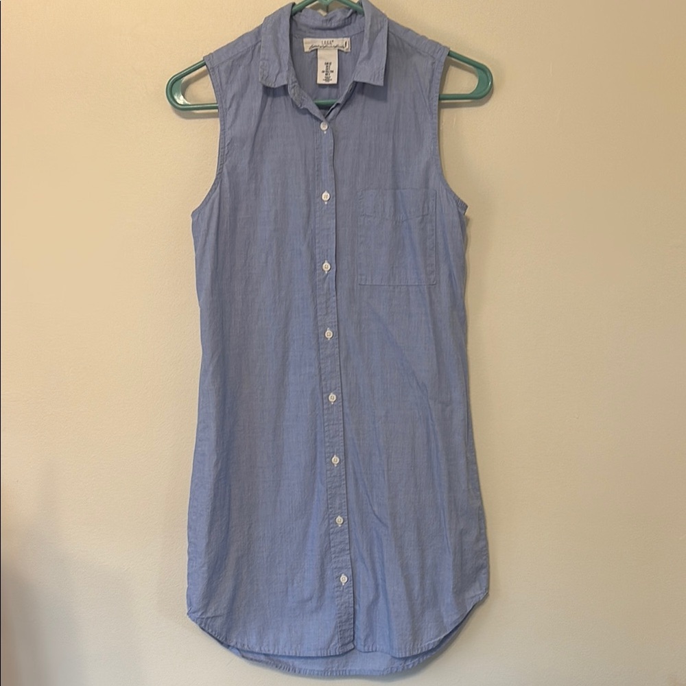 Sleeveless Blue Button-Up Dress, size 2